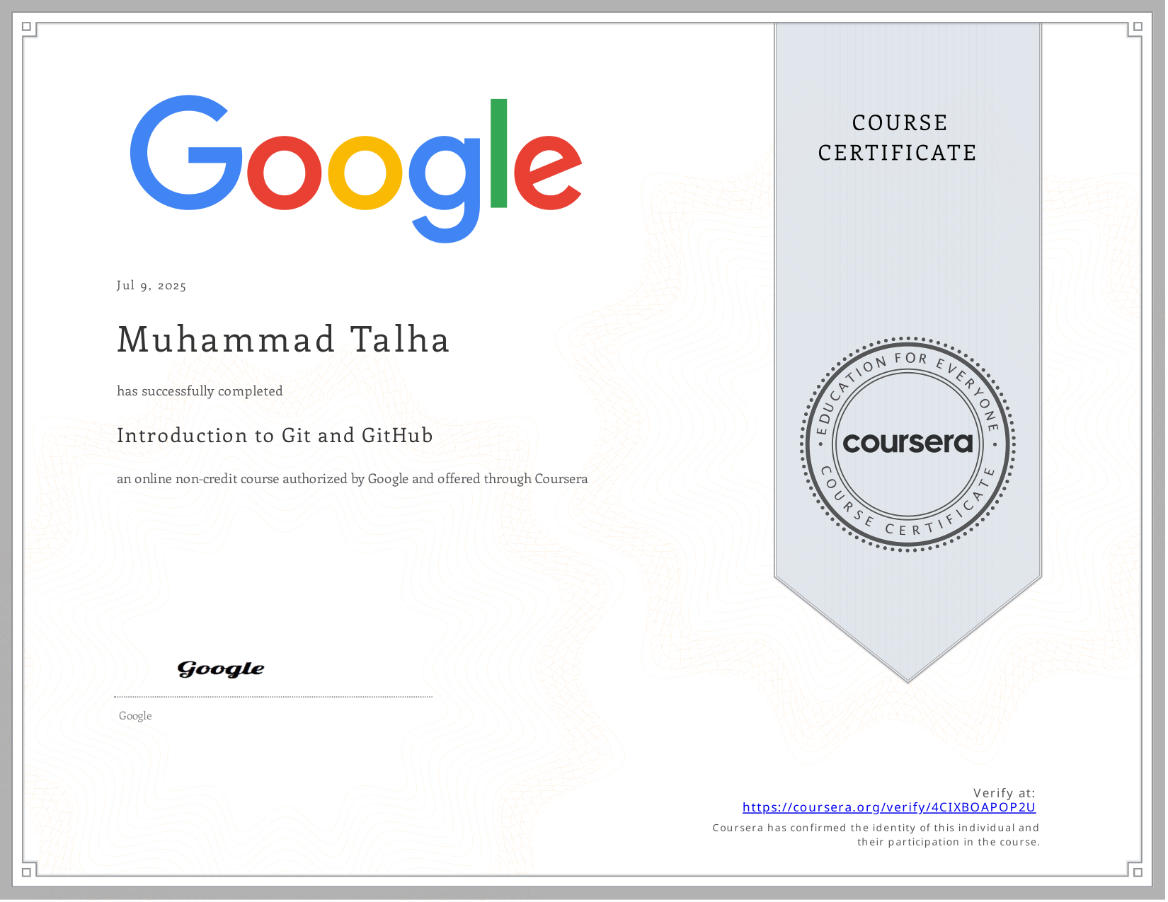 Certificate Preview